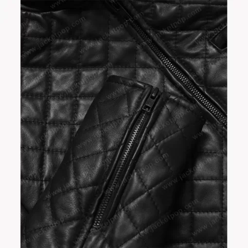 Black quilted mens leather jacket