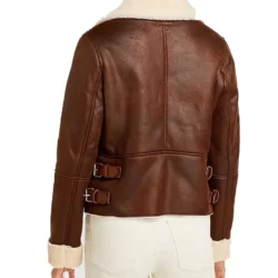 Womens Brown and White b3 Shearling Jacket