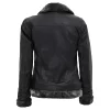 Womens Black Belted Shearling Leather Jacket