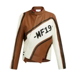 Brown And White Mf19 Leather Jacket Women's