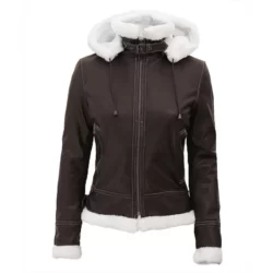 Womens Dark Brown Leather Shearling Jacket
