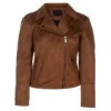 Suede Leather Brown Jacket for Womens Outfits