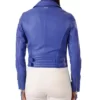 Classical Blue Biker Leather Jacket for Womens Outfits
