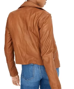 Tan Brown Biker Jacket for Womens