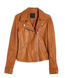 Tan Brown Biker Leather Jacket Womens