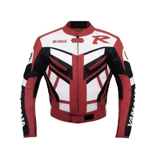 R Red Yamaha Biker Leather Jacket