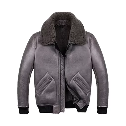 mens brown leather b3 shearling leather jacket