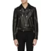 Mens asymmetrical Style Black Biker Leather Jacket