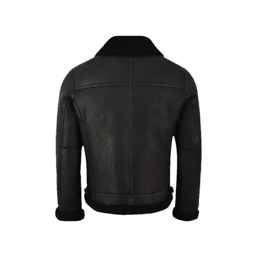 mens aviator b3 shearling black leather jacket