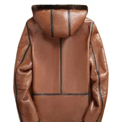 mens hooded brown leather jacket