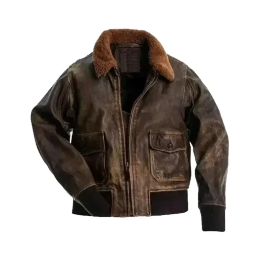 mens brown leather distressed leather jacket