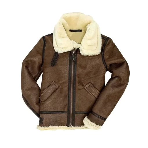 Women's B3 Brown Bomber Shearling Leather Jacket