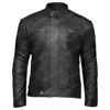 Armand Black Padded Leather Four Pocket Jacket