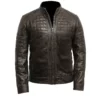 Cafe Racer Distressed Brown Quilted Leather Jacket For Mens - Jacketpop