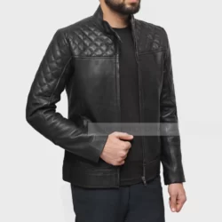 mens biker black leather jacket - jacketpop