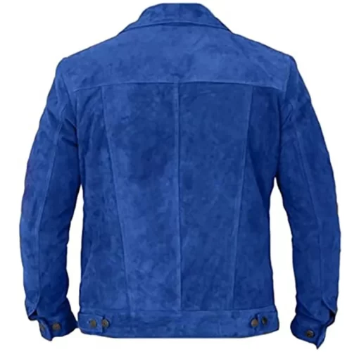 Mens Royal Blue Shirt Style Suede Leather Jacket