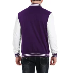 Purple and White Varsity Jacket For Mens