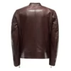 Dark Brown Padded Leather Jacket For Mens