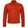 David Suede Leather Red Shirt Style Collar Jacket