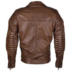 Mens Motorcycle Brown Padded Leather Jacket