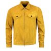 Mens Shirt Style Mustard Suede Leather Jacket