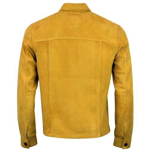Mustard Suede Leather Jacket For Mens