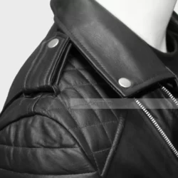 Mens Motorcycle Quilted Black Jacket