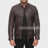 mens quilted distressed leather jacket