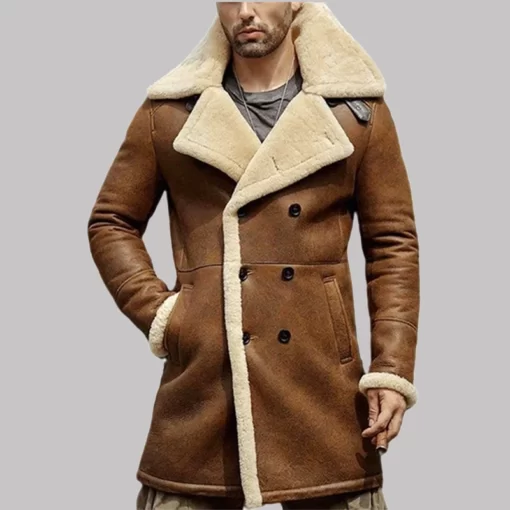 Mens brown shearling coat