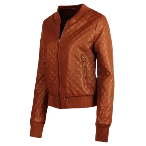 Womens Quilted Brown Leather Jacket