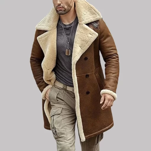 b3 shearling leather coat mens