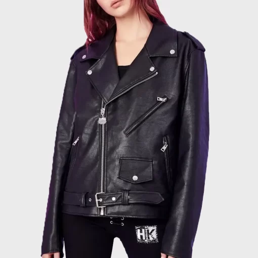 Hello Kity Black Leather Jacket