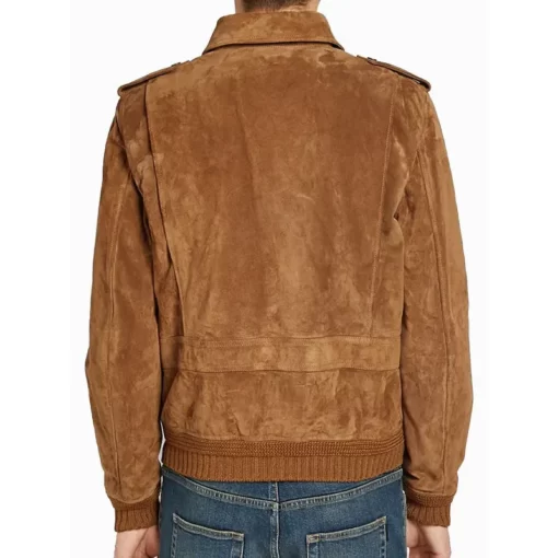 Men’s Shirt Style Suede Leather Bomber Jacket