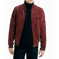 Mens Burgundy Suede Leather Jacket