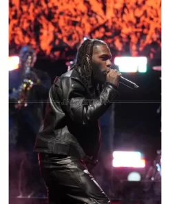 NBA All Star 2023 Utah Burna Boy Black Leather Jacket