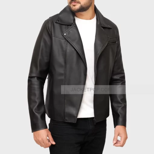 faux black mens motorcycle leather jacket
