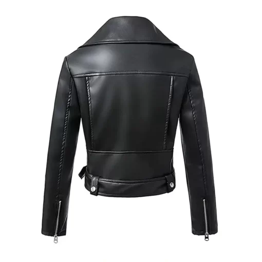 Black Motorcycle Leather Jacket For Women’s