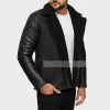 Black shearling mens leather jacket