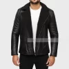 Mens Black Shearling biker jacket