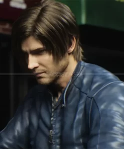 Leon Kennedy Resident Evil 2023 Death Island Blue Leather Jacket