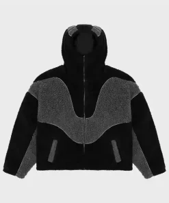 Trendt Vision Fleece Jacket - Black and gray fleece shearling jacket
