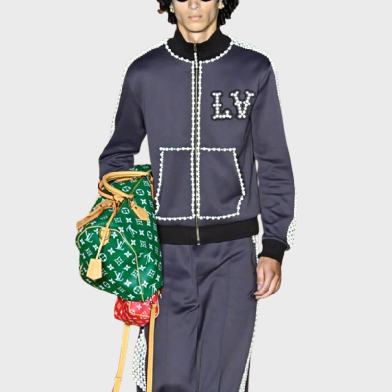 Mens Louis Vuitton Green Varsity Jacket - Jacketpop