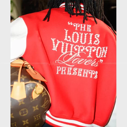 Louis Vuitton Lovers 2024 Red Varsity Jacket Louis Vuitton Jacket