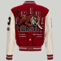 Red AMIRI Varsity Jacket