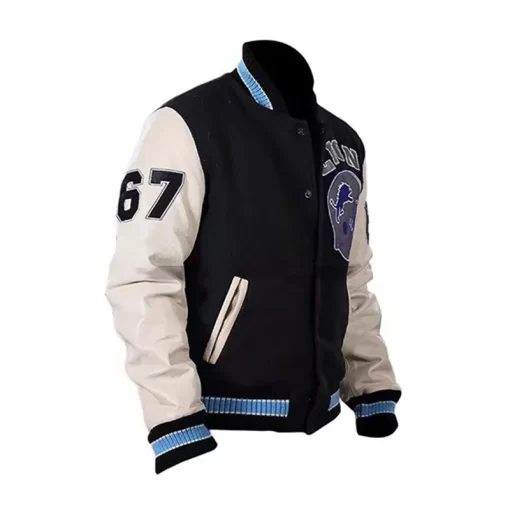 Detroit Lions Black & White Varsity Jacket - Jacketpop