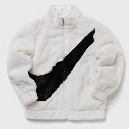 Nike Fur Jacket | Nike Faux Fur Oversized Swoosh Jacket