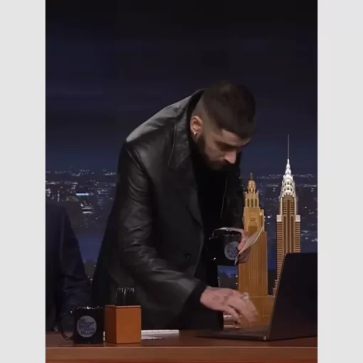 Zayn Malik The Tonight Show Leather Black Coat