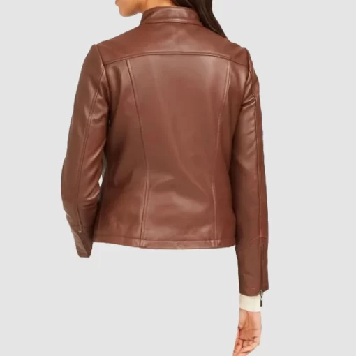 Womens Sheepskin Leather Jacket In Brown