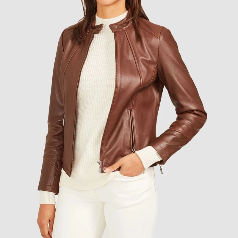 Womens Sheepskin Brown Leather Jacket