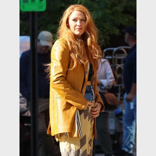 Lily Bloom It Ends With Us Mustard Leather Coat